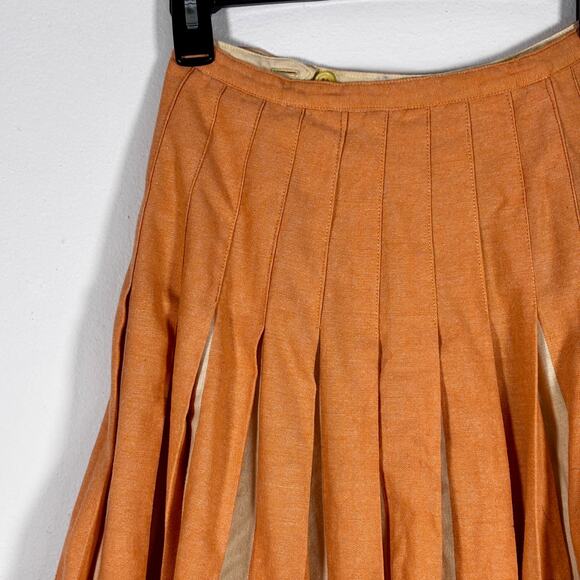 Vintage 1960s Wool Pleated Mini Skirt Century of Boston Salmon Pink Beige - Picture 5 of 16